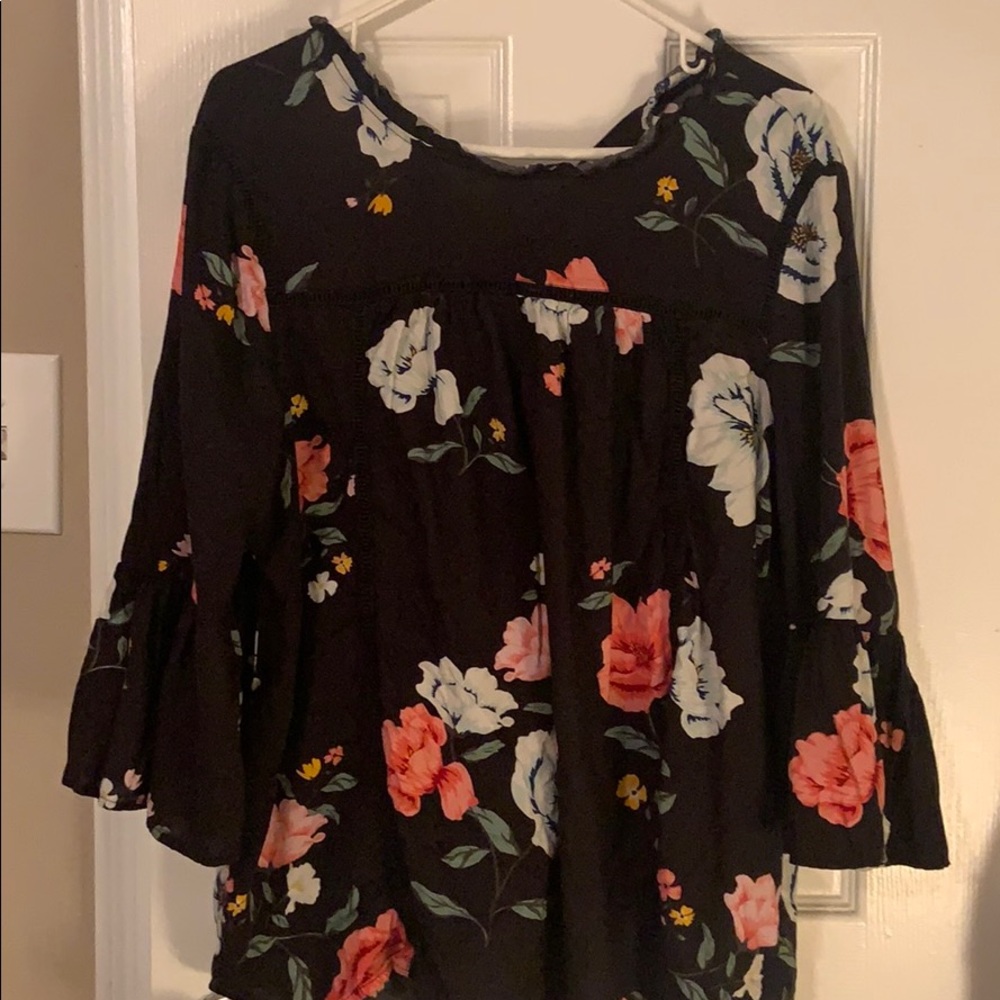 Floral black blouse